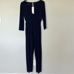 NWT NY Collection jumpsuit, dark blue. Women’s medium petite. Super cute!